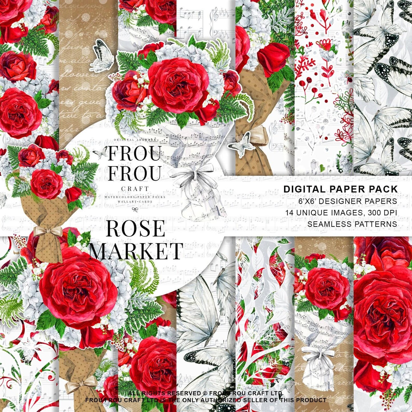 Дизайнерска хартия Rose market - романтични розови цветя