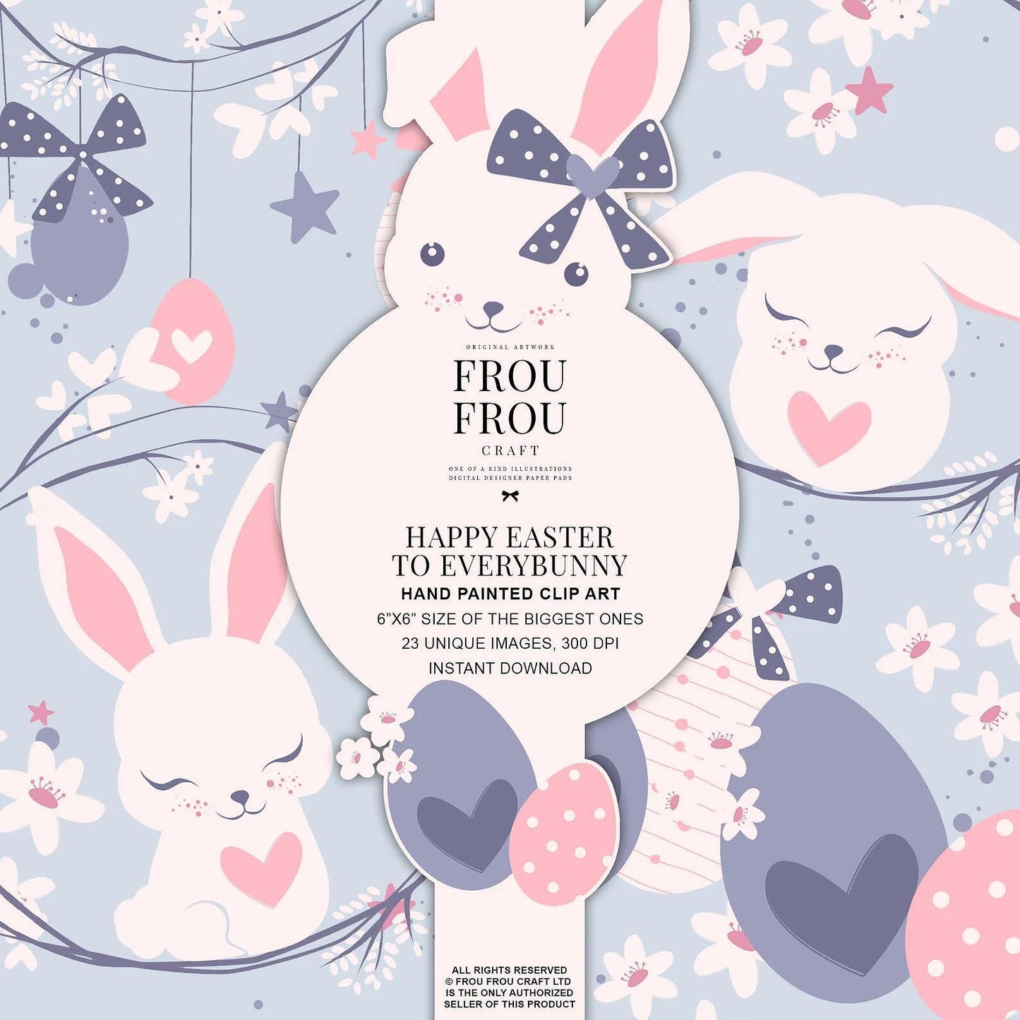 Дизайнерска хартия Happy easter - изрязани великденски елементи