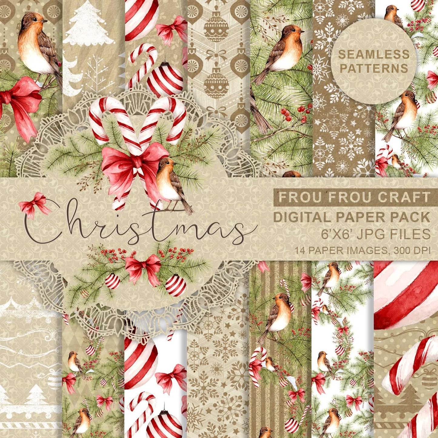 Коледна дизайнерска хартия Christmas - класически красив дизайн