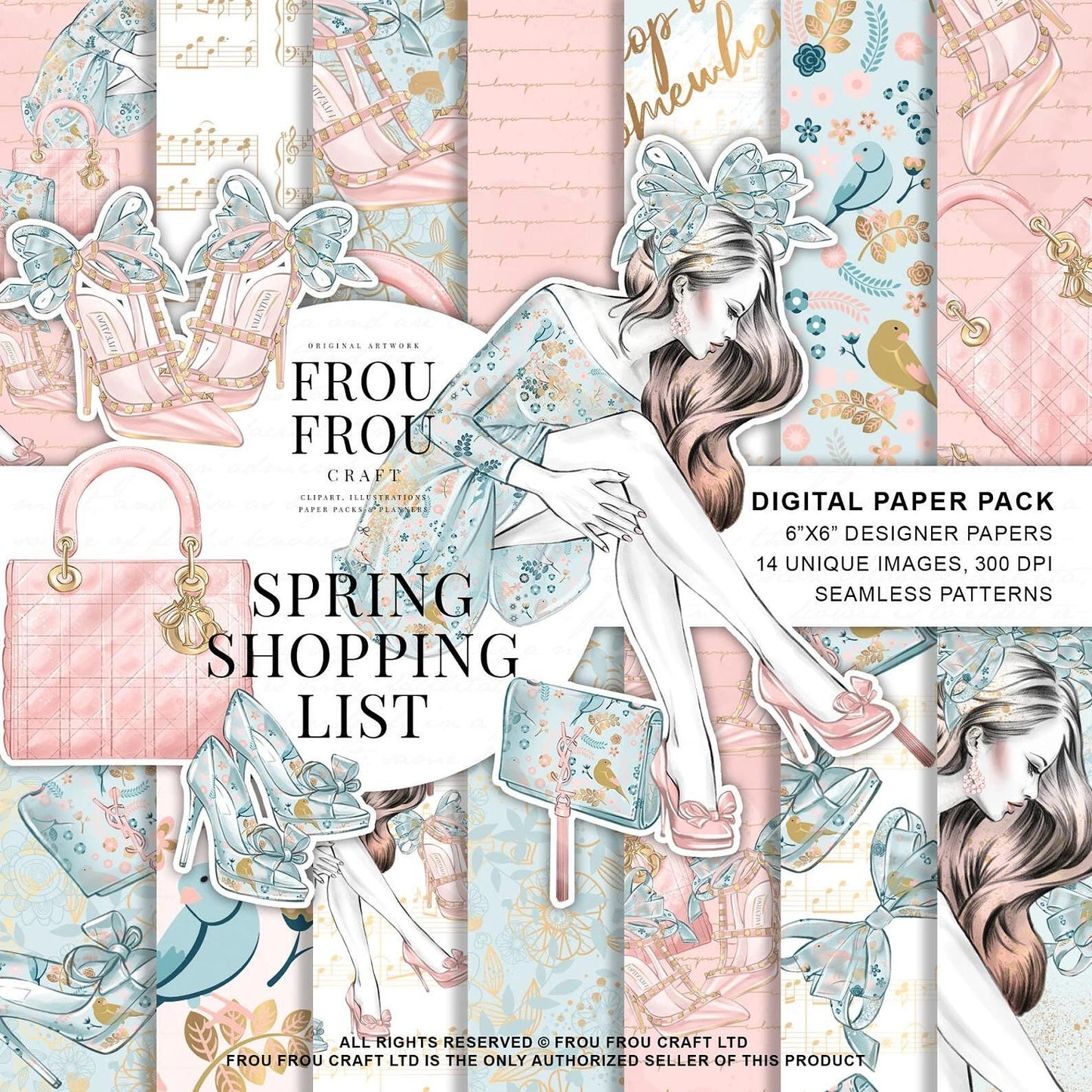 Дизайнерска хартия Spring shopping list - пролетни мотиви