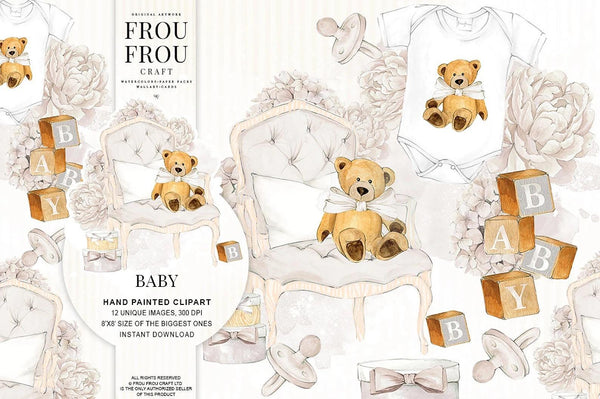 Дизайнерска хартия Baby - изрязани елементи за скрапбук