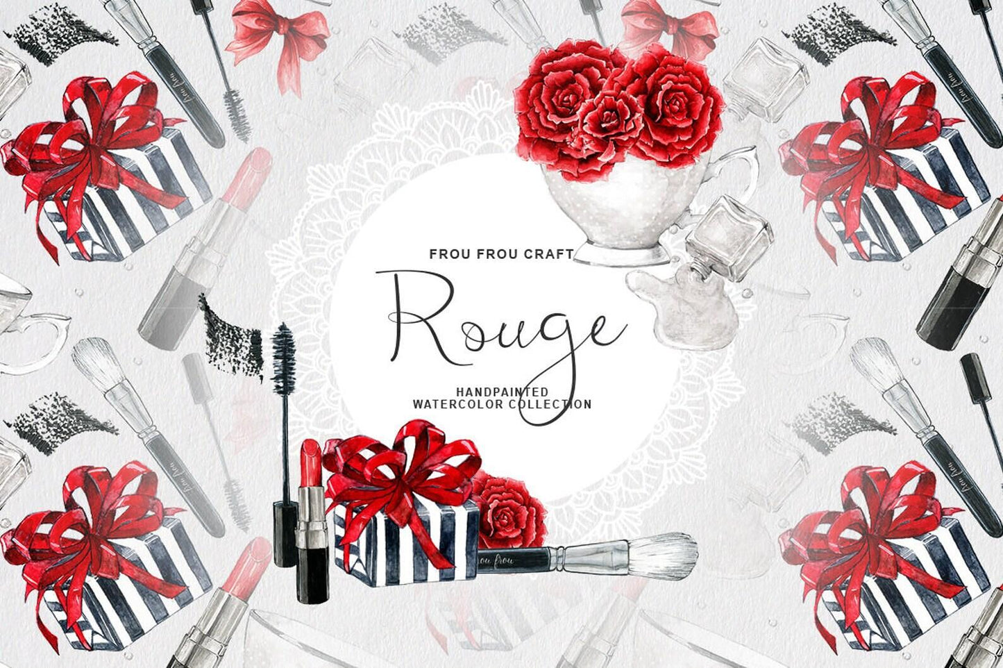 Дизайнерска хартия Rouge - изрязани елементи