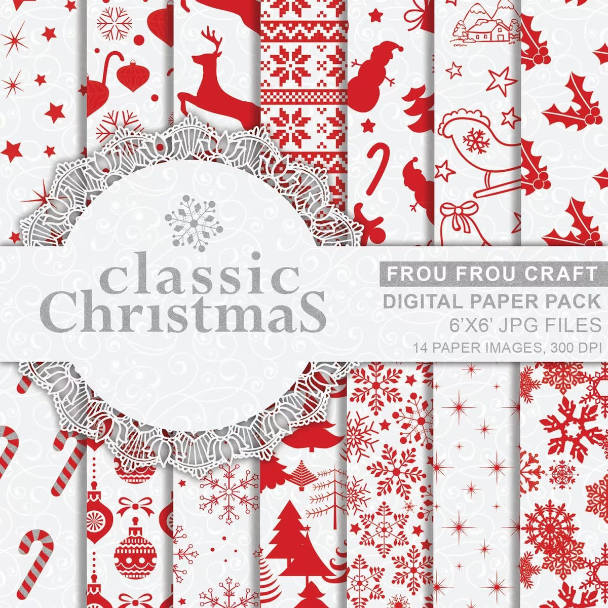 Дизайнерска хартия Classic Christmas - традиционни коледни мотиви