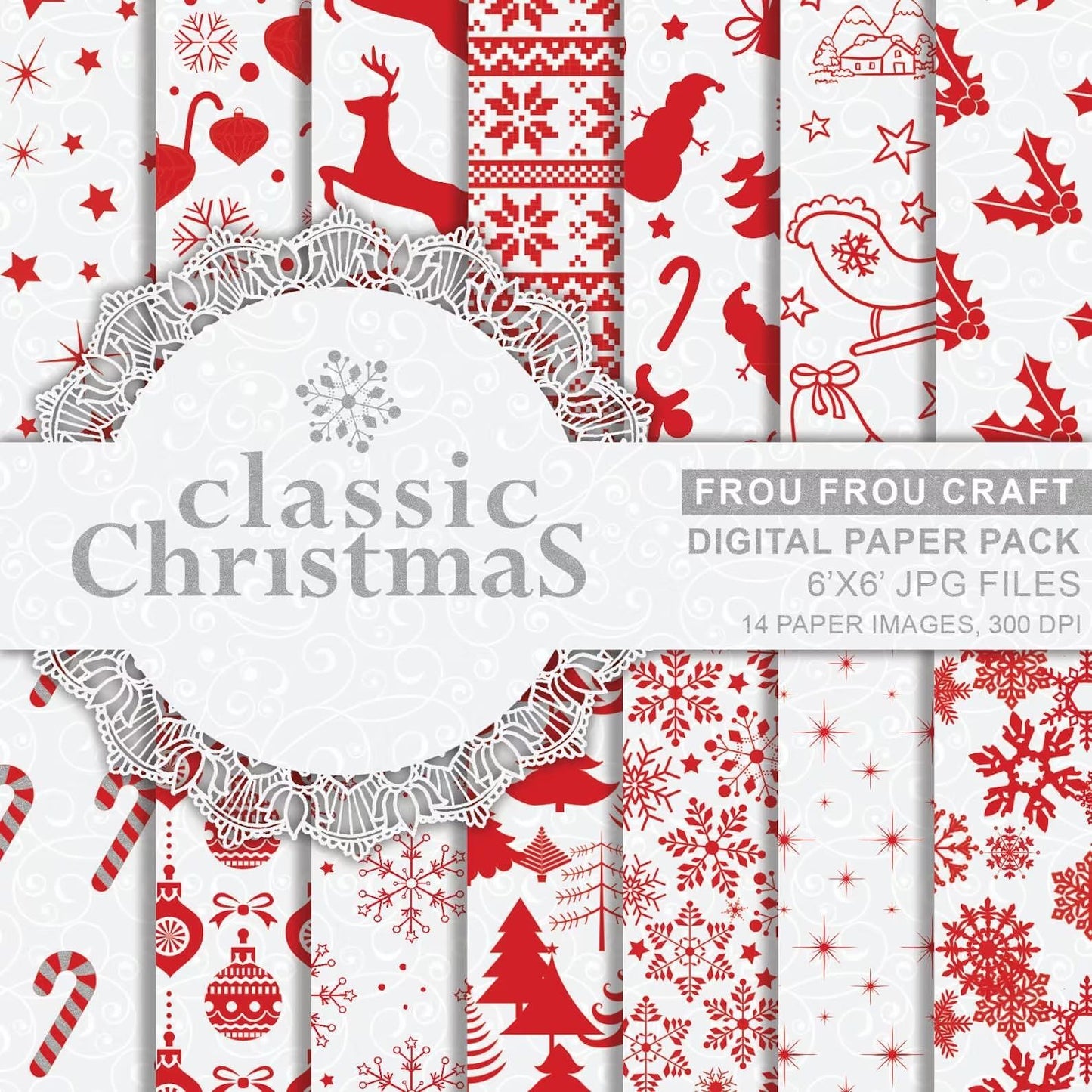 Дизайнерска хартия Classic Christmas - традиционни коледни мотиви