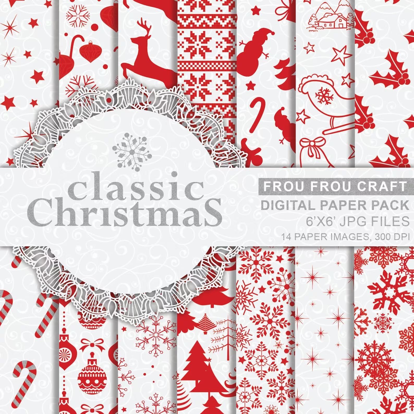 Дизайнерска хартия Classic Christmas - традиционни коледни мотиви