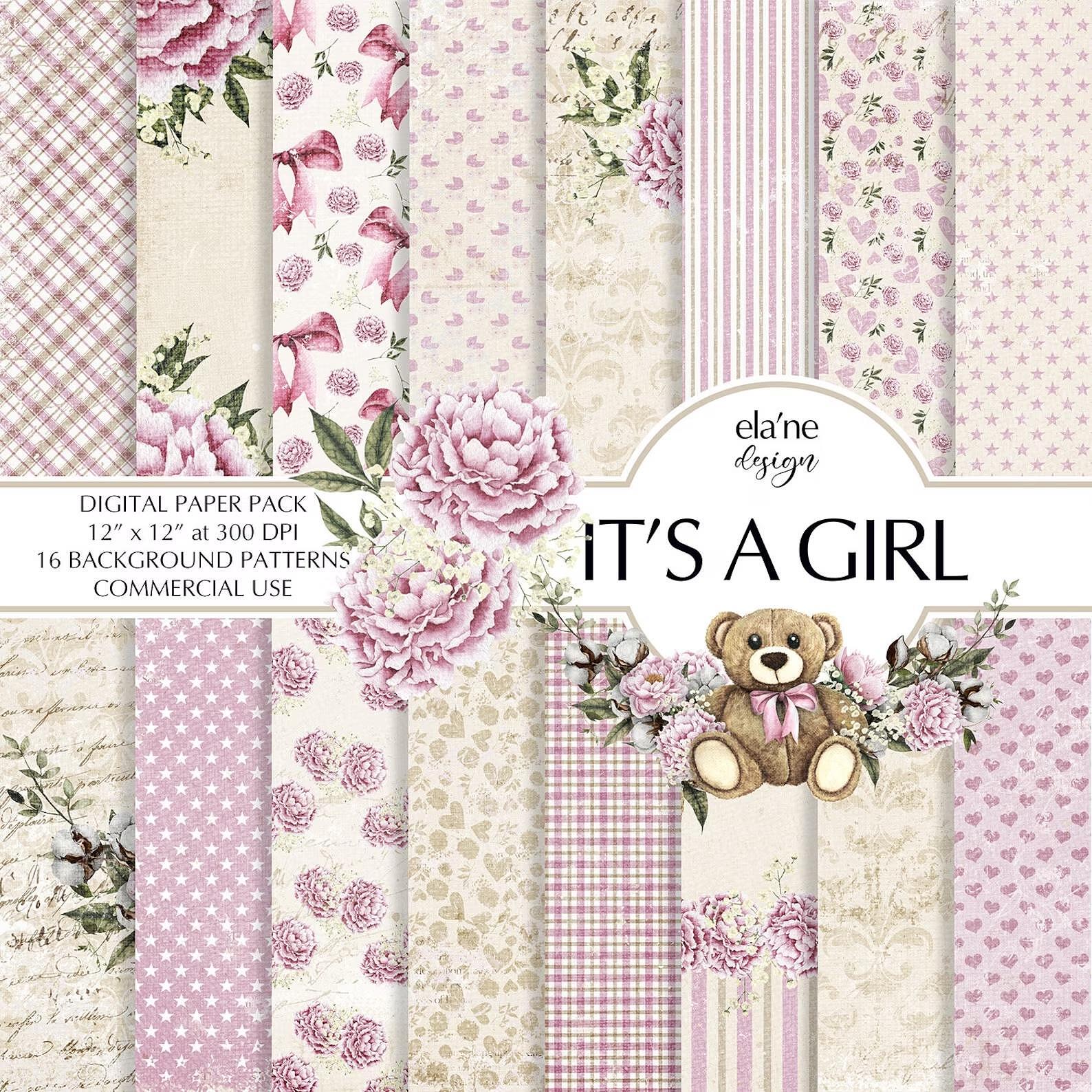 Дизайнерски хартии "It's a girl"