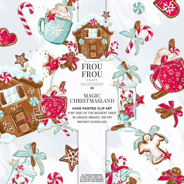 Дизайнерска хартия Magic Christmasland - изрязани елементи