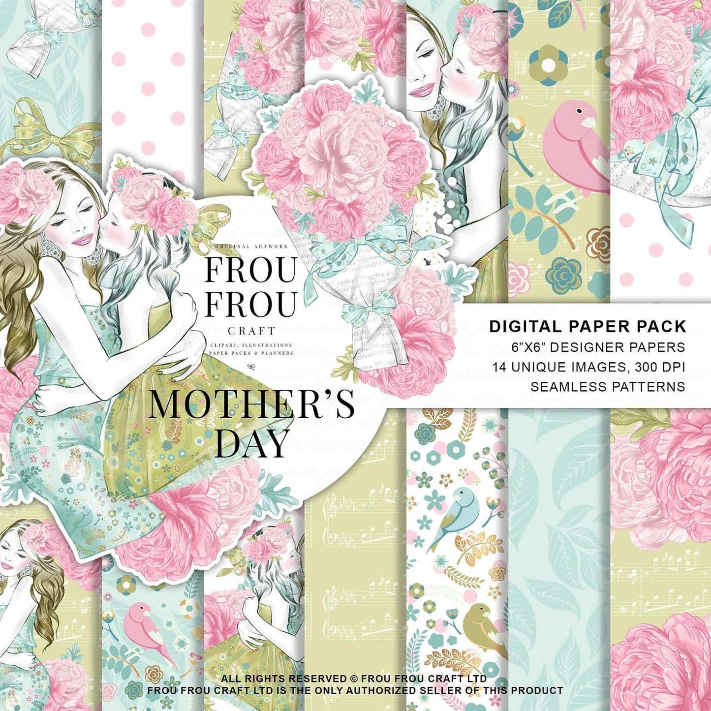 Дизайнерска хартия Mother's day - нежни мотиви за Деня на майката