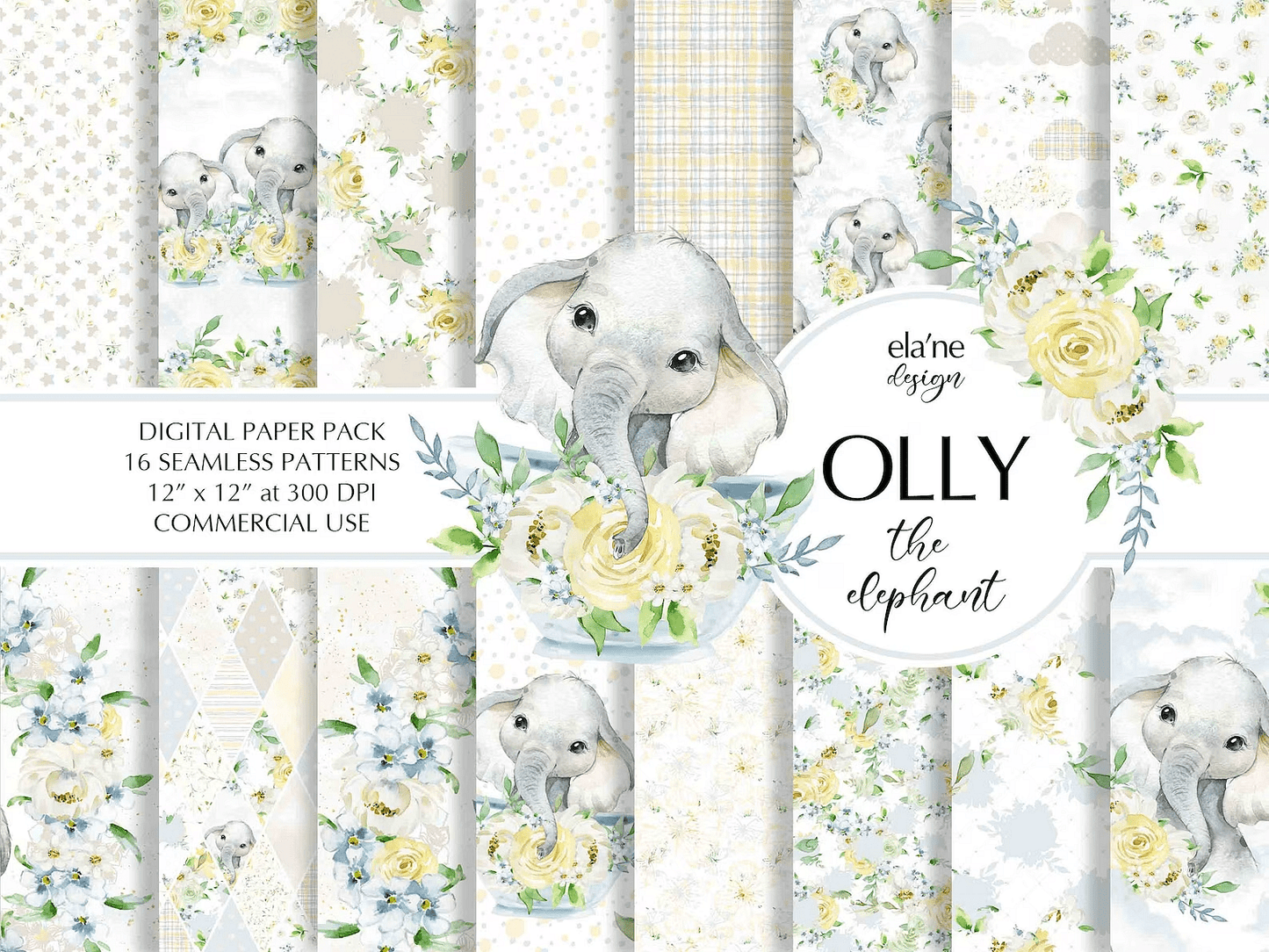 Дизайнерска хартия Olly The Elephant - веселото слончето Оли