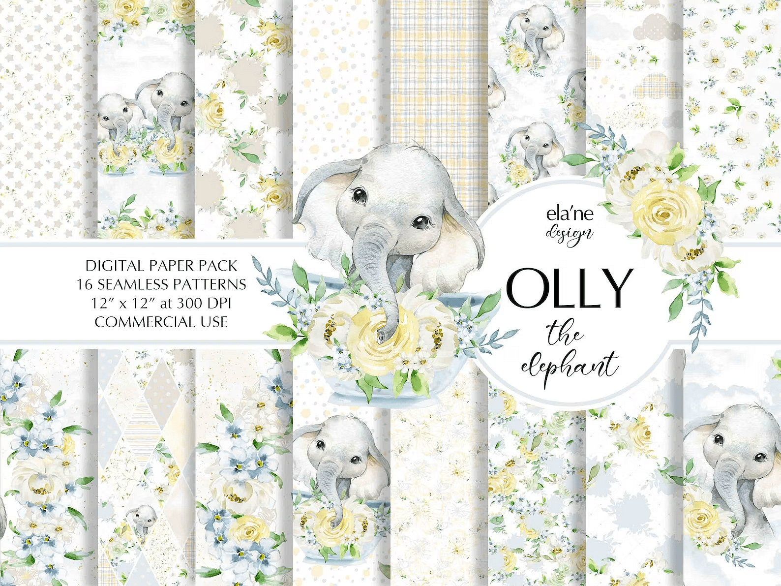 Дизайнерска хартия Olly The Elephant - веселото слончето Оли