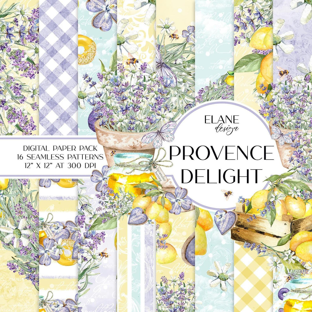 Дизайнерска хартия Provence honey lavender - лавандулови мотиви от Прованс