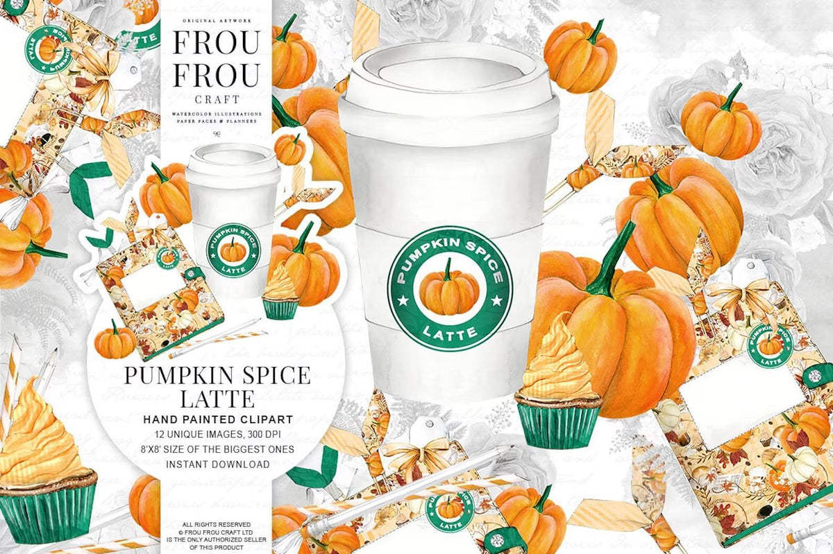 Дизайнерска хартия Pumpkin spice latte - изрязани елементи