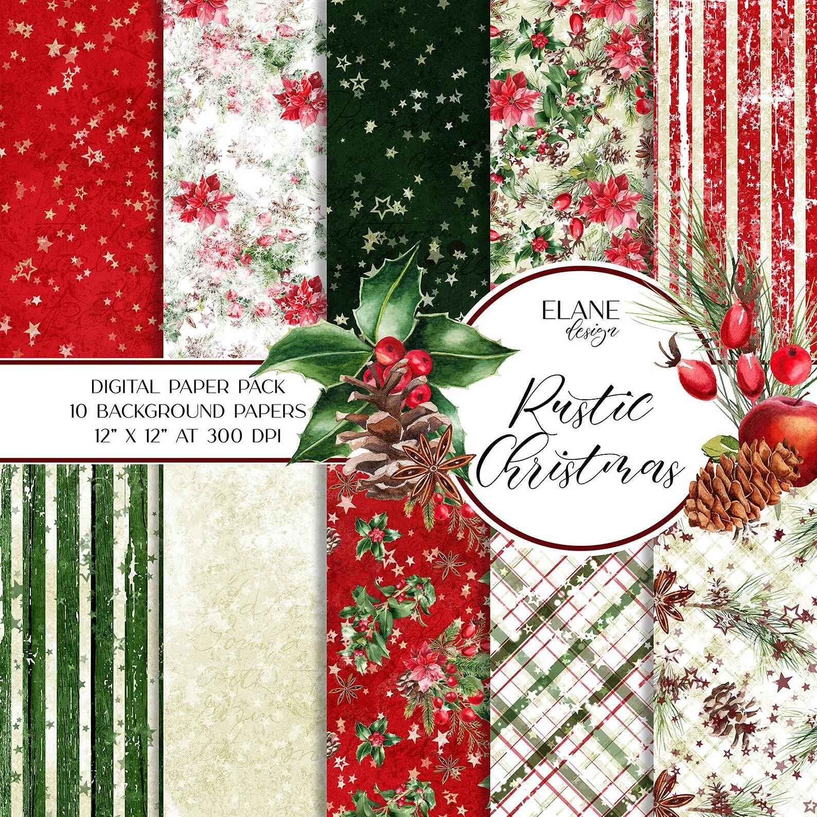 Дизайнерска хартия Rustic Christmas - рустик коледни мотиви