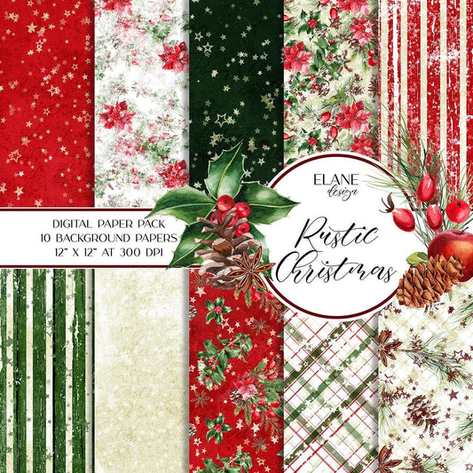 Дизайнерска хартия Rustic Christmas - рустик коледни мотиви