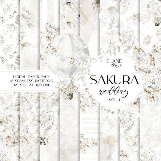 Дизайнерска хартия SAKURA wedding - сакура сватбени мотиви