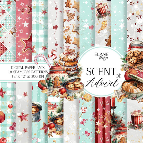 Коледна дизайнерска хартия SCENT of Advent от Ela'ne Design - меденки, бисквитки и горещ шоколад