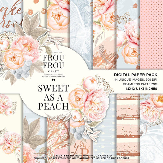 Дизайнерска хартия Sweet as a peach - летни персикови тонове