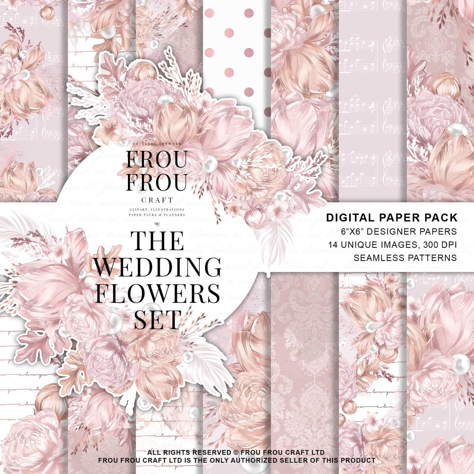 Дизайнерска хартия The wedding flowers set - романтични цветя