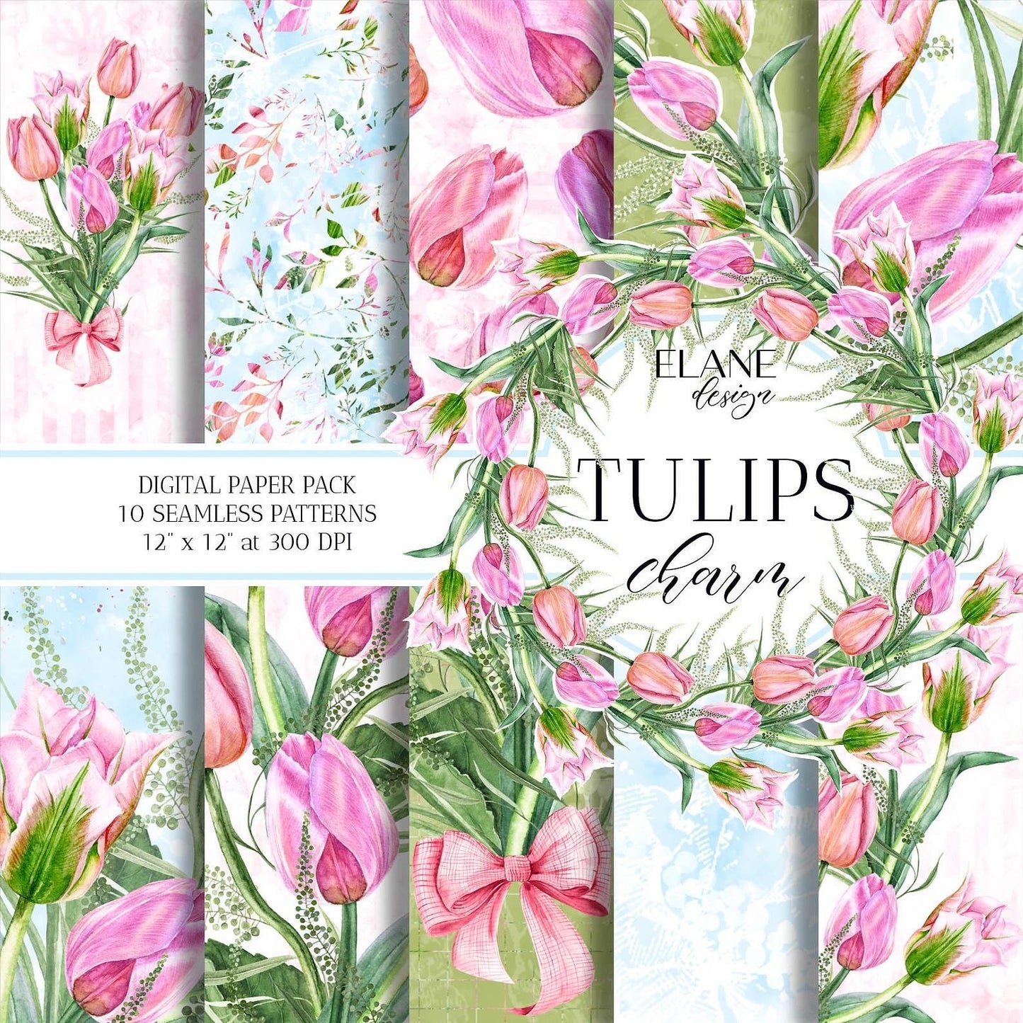 Дизайнерска хартия TULIPS charem - пролетни тюлипани