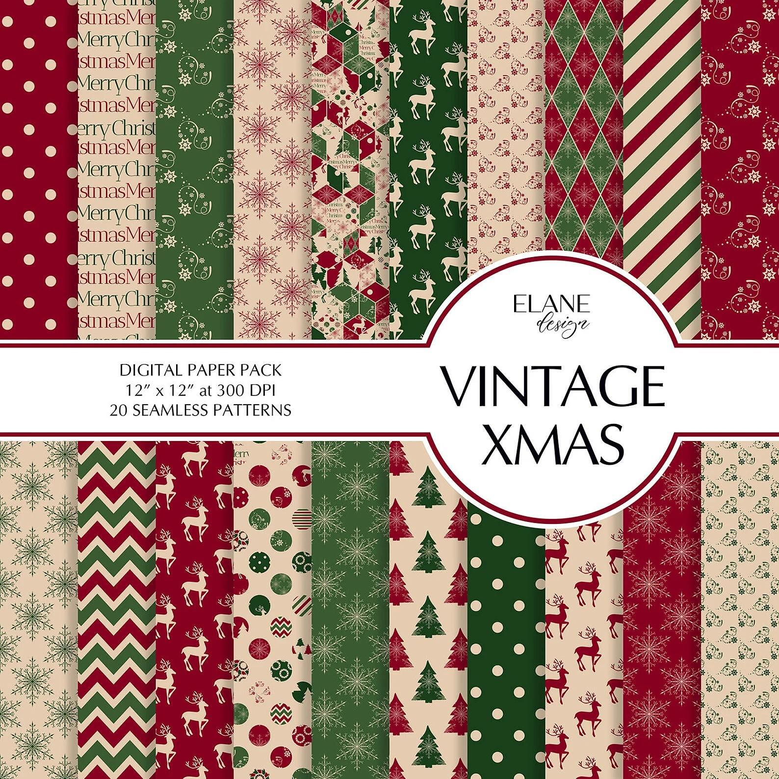Дизайнерска хартия Vintage XMAS - винтидж коледни мотиви