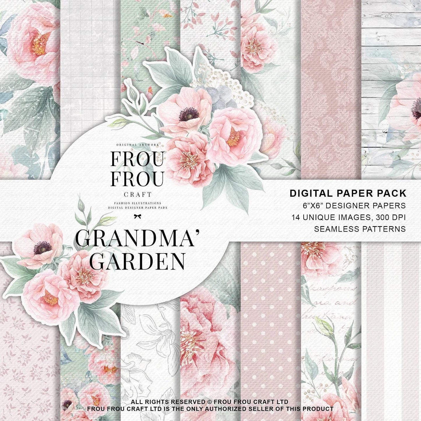 Дизайнерска хартия Grandma garden - градински флорални мотиви