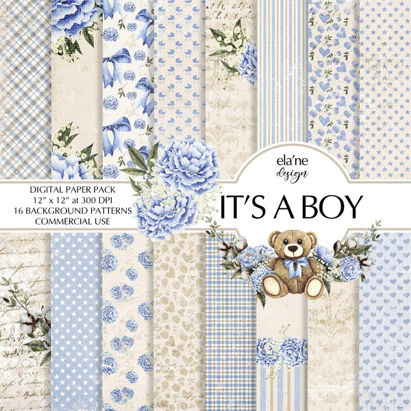 Дизайнерска хартия It's a Boy - бебешки мотиви за момче