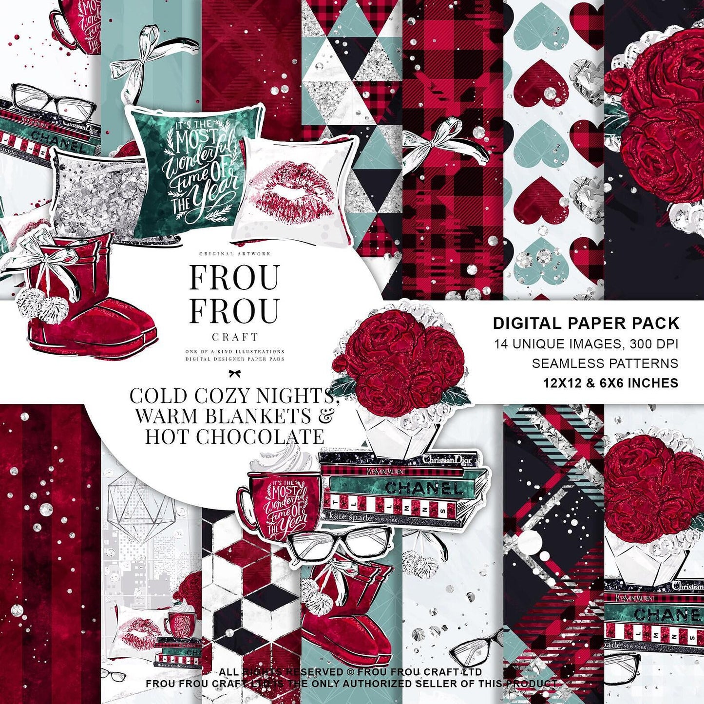 Коледна дизайнерска хартия Gold Cozy Night - топла и уютна