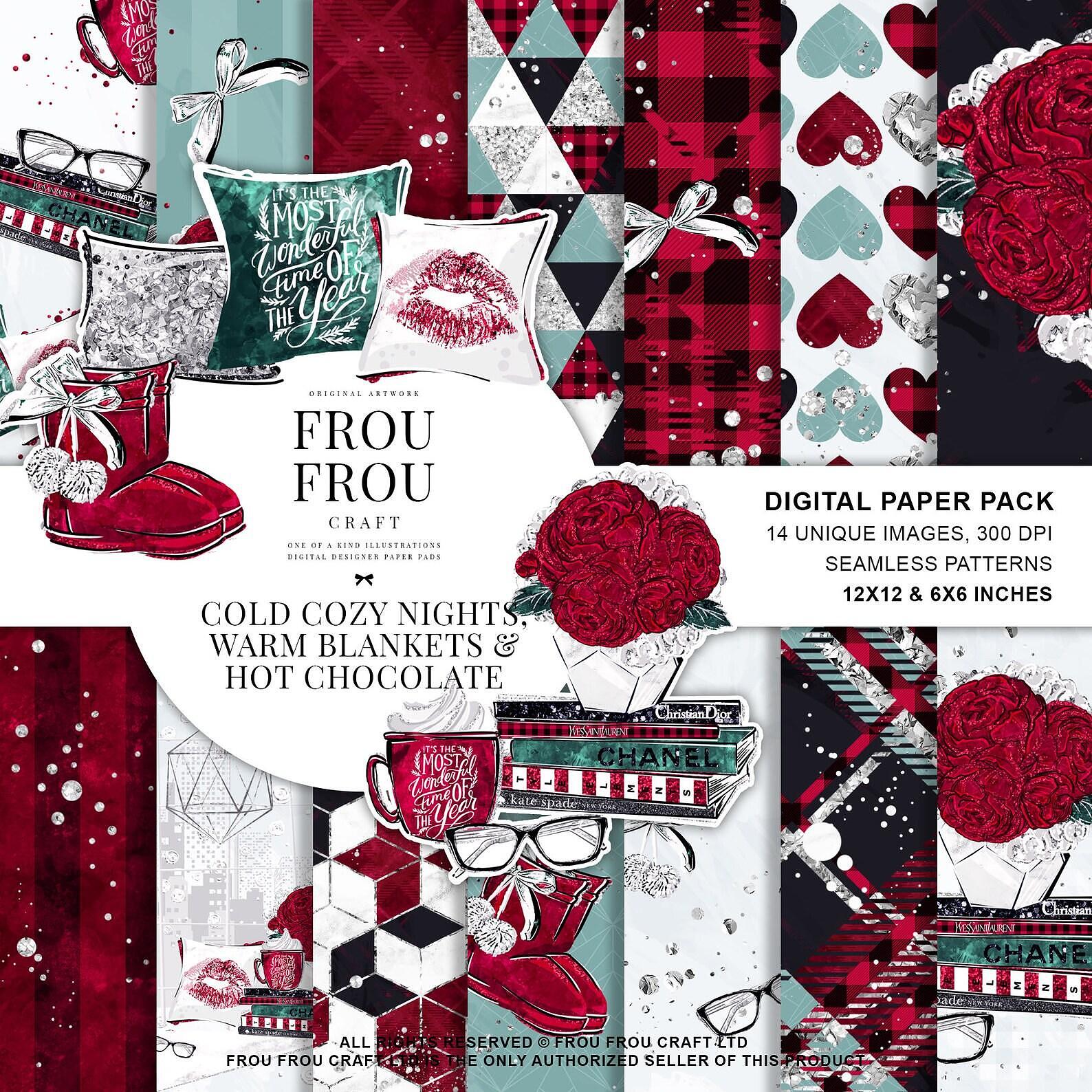 Коледна дизайнерска хартия Gold Cozy Night - топла и уютна