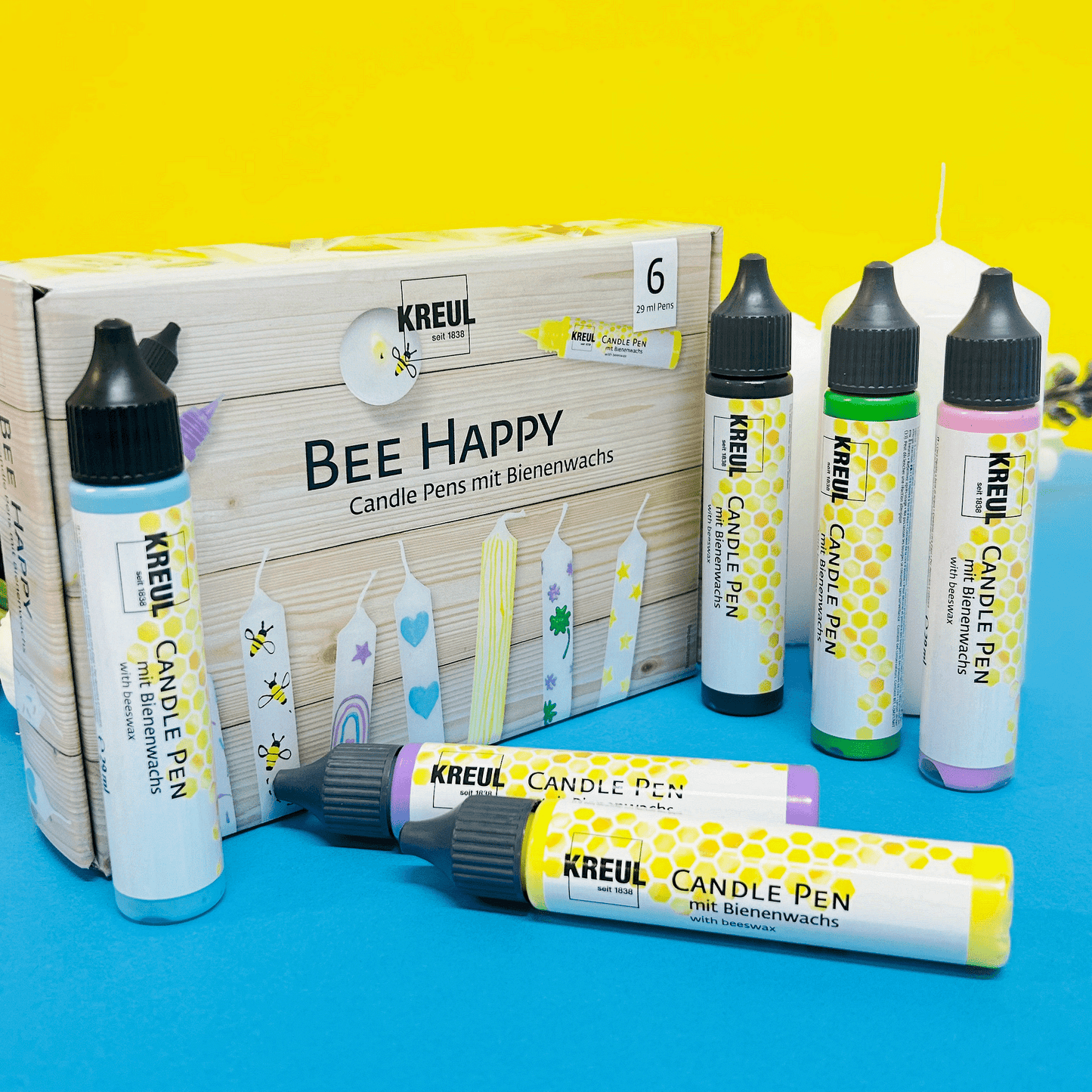 Комплект бои за свещи KREUL "Beе Happy" 6 цвята