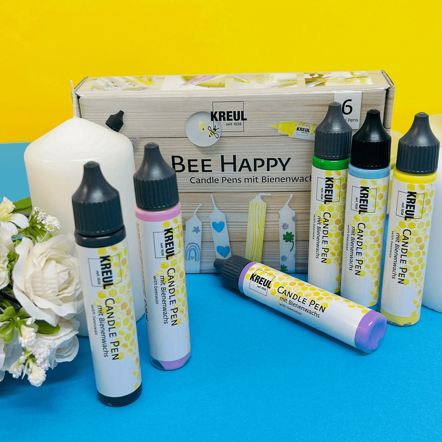 Комплект бои за свещи KREUL "Beе Happy" 6 цвята
