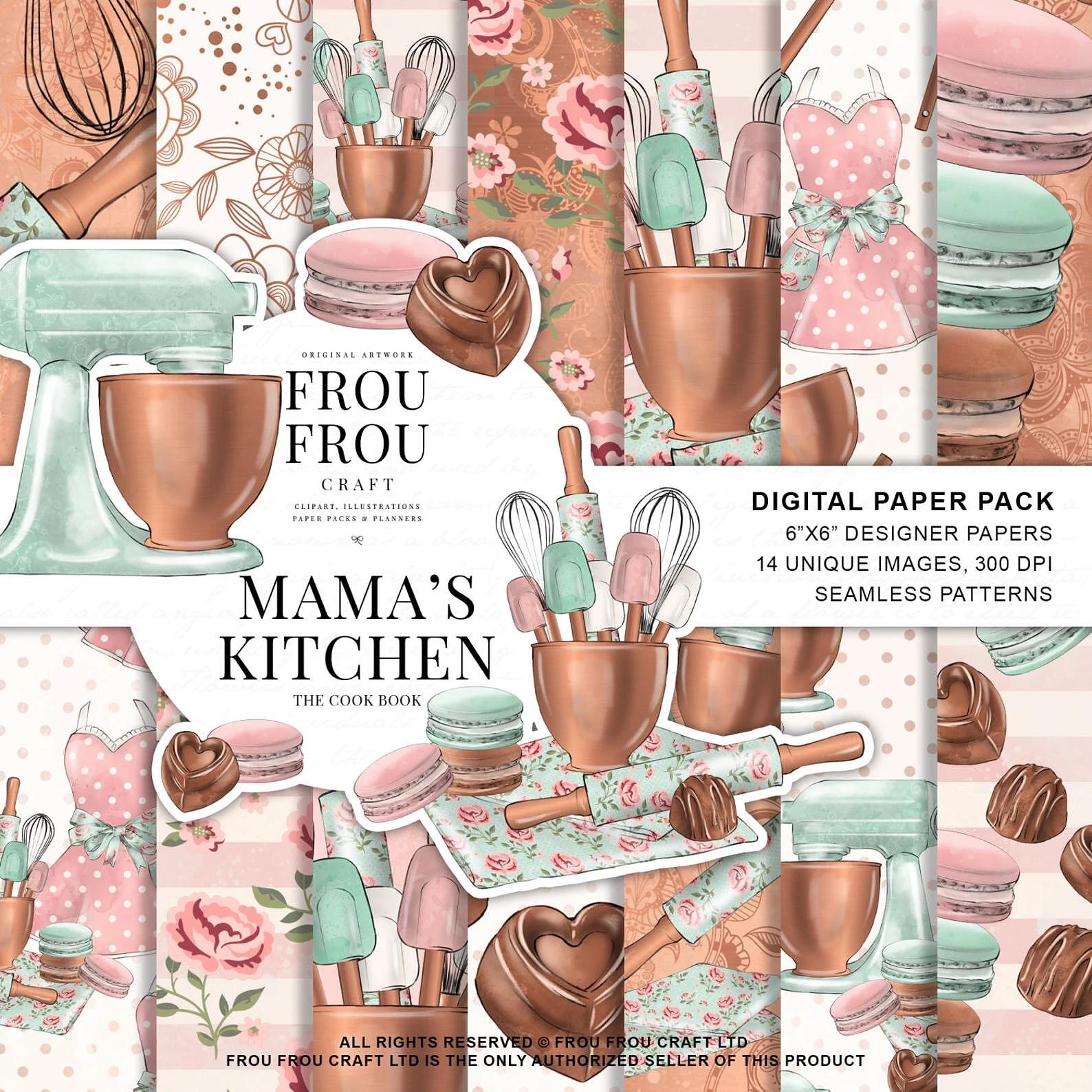 Дизайнерска хартия Mama's kitchen - топли кухненски мотиви