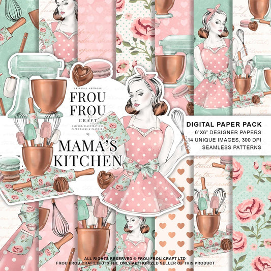 Дизайнерска хартия Mama's kitchen 1 - семейни кухненски мотиви