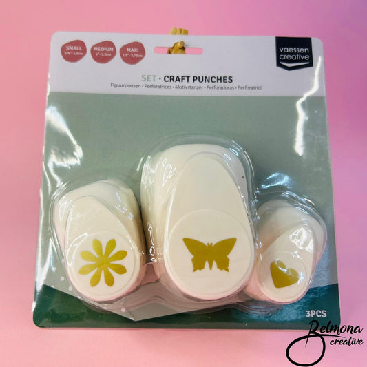 Пънч сет сърце, цвете и пеперуда Vaessen Creative