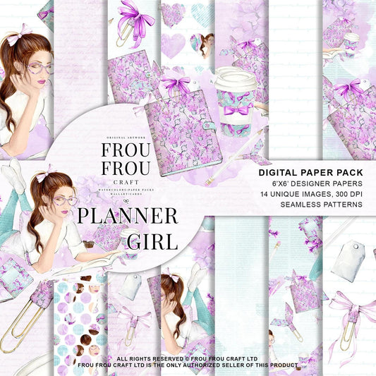 Дизайнерска хартия Planner girl - мотиви за планери и организация