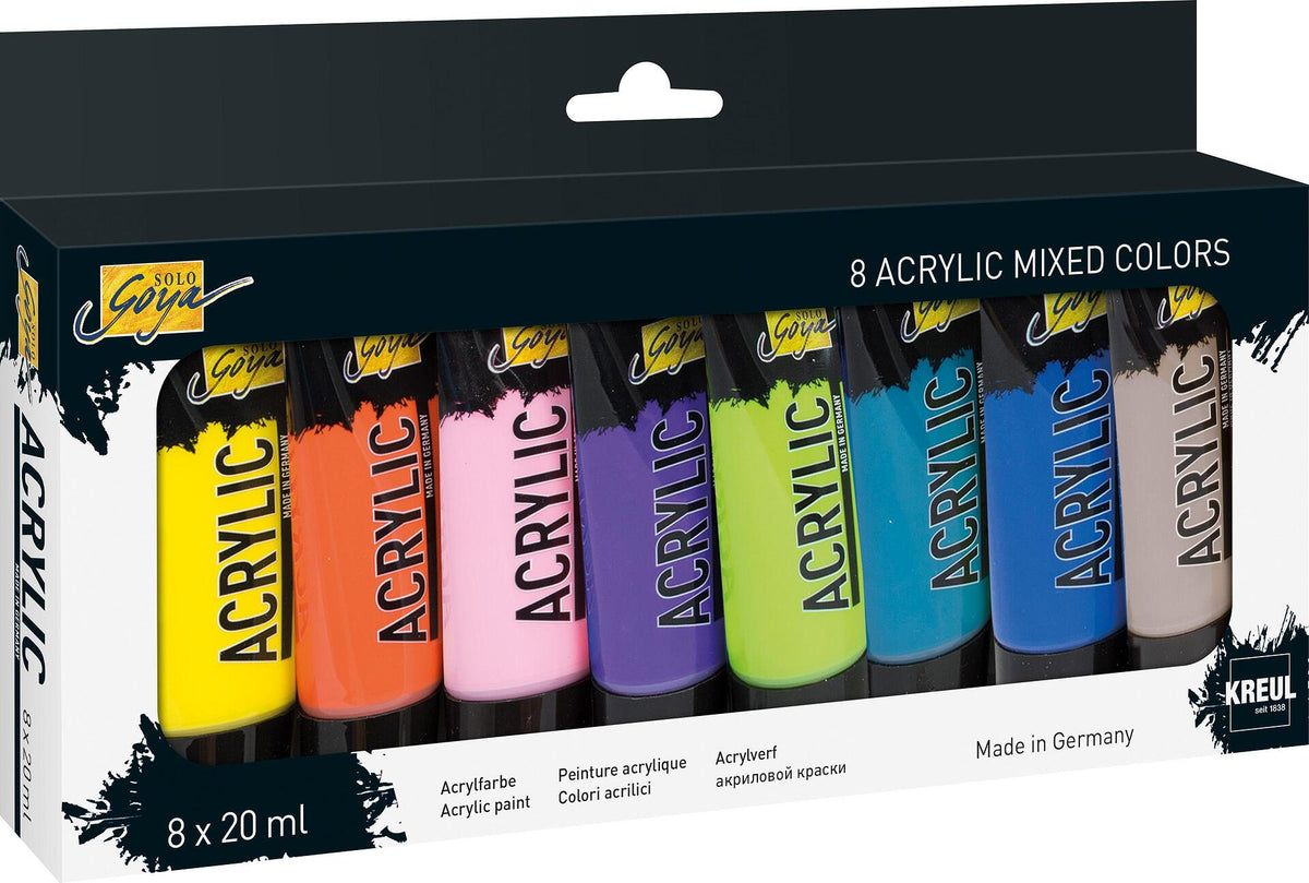 Комплект акрилни бои от 8 цвята SOLO GOYA Acrylic 20 ml